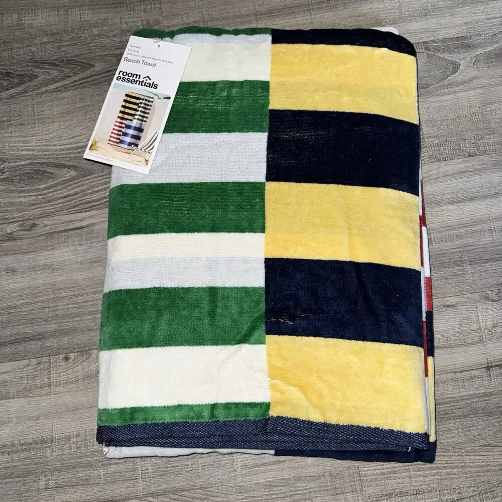 Room Essentials Target Reversible Extra Long Beach Towel Striped 30x72 Cotton